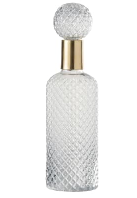 Botella + Tapon Decorativo Relieve Cristal Transparente Large