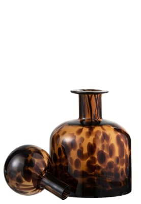 BOTELLA + TAPON MANCHA DECORATIVA CRISTAL MARRON/NEGRO SMALL