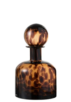 BOTELLA + TAPON MANCHA DECORATIVA CRISTAL MARRON/NEGRO SMALL
