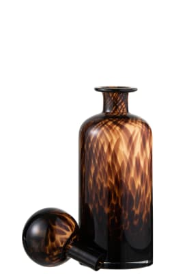 BOTELLA + TAPON MANCHA DECORATIVA CRISTAL MARRON/NEGRO MEDIUM