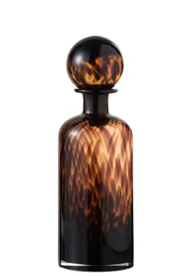 BOTELLA + TAPON MANCHA DECORATIVA CRISTAL MARRON/NEGRO MEDIUM