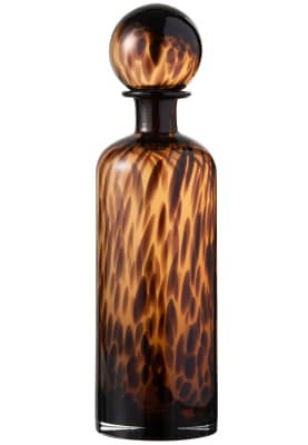 Botella + Tapon Mancha Decorativa Cristal Marron/Negro Large