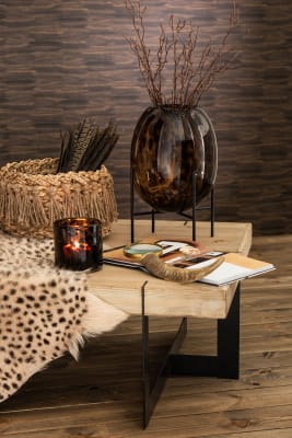Jarron + Pie Mancha Decorativo Cristal Transparente/Marron Small