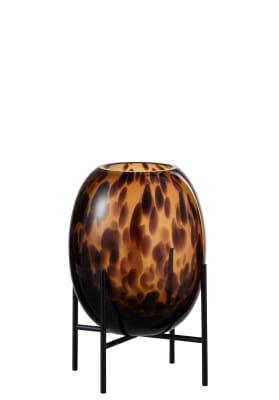 Jarron + Pie Mancha Decorativo Cristal Transparente/Marron Small