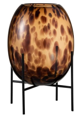 JARRON + PIE MANCHA DECORATIVO CRISTAL TRANSPARENTE/MARRON LARGE