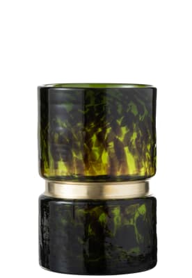 JARRON MANCHA DECORATIVO CRISTAL VERDE/NEGRO/ORO SMALL