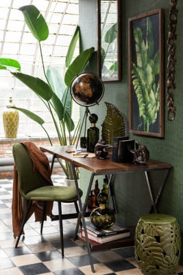 BOTELLA + TAPON MANCHA DECORATIVA CRISTAL VERDE/NEGRO SMALL