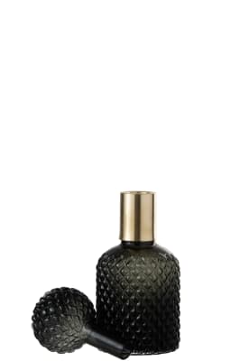 BOTELLA + TAPON A CUADROS CRISTAL NEGRO/ORO SMALL