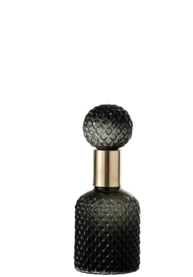 BOTELLA + TAPON A CUADROS CRISTAL NEGRO/ORO SMALL