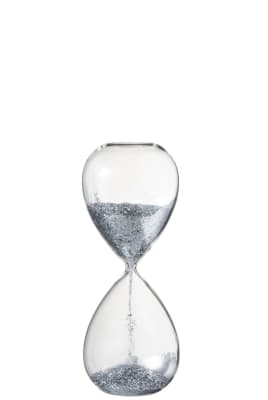 RELOJ DE ARENA PERLAS VIDRIO PLATA MEDIUM