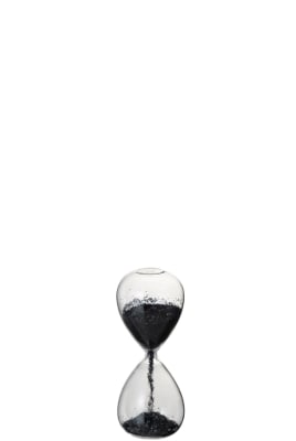 RELOJ DE ARENA PERLAS VIDRIO NEGRO EXTRA SMALL