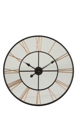 Reloj Numeros Romanos Espejo/Metal Negro/Oro