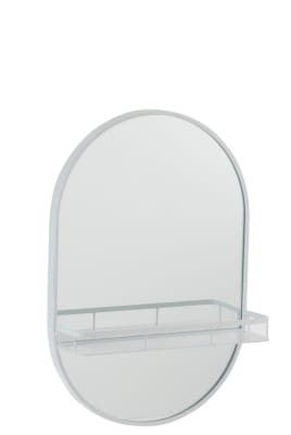ESPEJO OVALO+TABLA METAL BLANCO