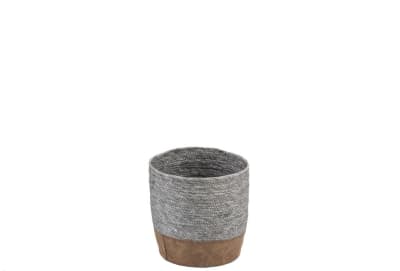CESTA PAPEL CUERO DE IMITACION GRIS/MARRON