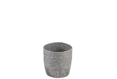 CESTA PAPEL CUERO DE IMITACION GRIS/METALICO GRIS