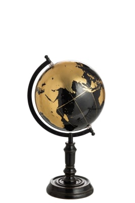 Globo Terrestre De Pie Madera Negro/Oro Medium