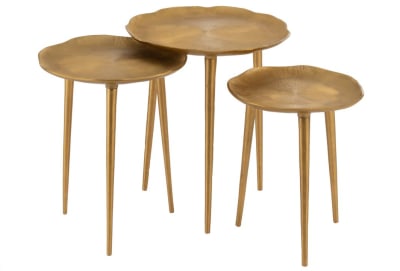 Set De 3 Mesa Auxiliares Irregular Metal Oro