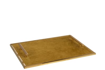 BANDEJA TERCIOPELO OCRE/METAL ORO