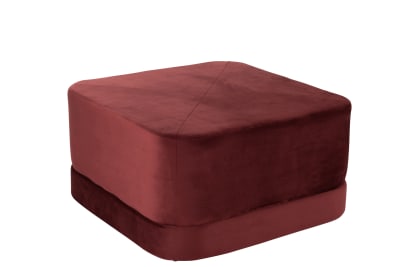 Taburete Cuadrado Bajo Terciopelo Rojo