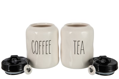 Tarro Coffee/Tea Ceramica Negro/Blanco
