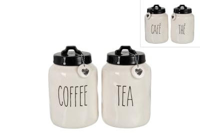 Tarro Coffee/Tea Ceramica Negro/Blanco