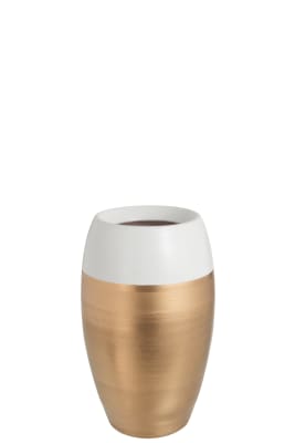 Jarron Borde Terracota Blanco/Oro Large