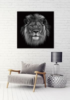 cuadro león cara blanco/negro 100x100 CMS