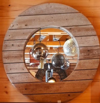 espejo redondo madera/cristal