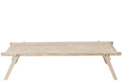 MESA CAMA MILITAR MADERA RECICLADA BLANCO LAVADO