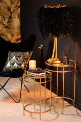 Set De 2 Mesas Auxiliares Laure Espejo Hierro Oro