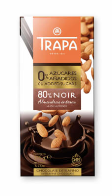CHOCOLATE ALMENDRAS 80% S/GLUTEN-AZUCAR TRAPA CHOCOLATE ALMENDRAS 80% S/GLUTEN-AZUCAR TRAPA