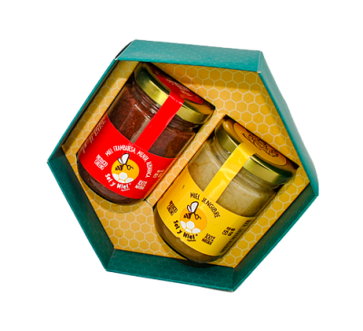 CAJA HEXAGONAL 2 MIELES 195 grs SOL Y MIEL CAJA HEXAGONAL 2 MIELES 195 grs SOL Y MIEL