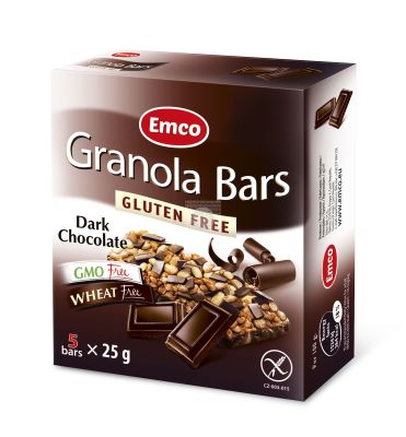 BARRAS DE GRANOLA CHOCOLATE DARK LIBRES DE GLUTEN 5x24,8G EMCO BARRAS DE GRANOLA CHOCOLATE DARK LIBRES DE GLUTEN 5x24,8G EMCO