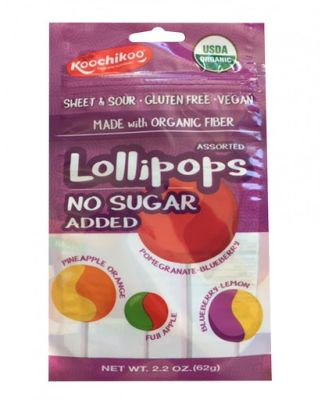DOYPACK DE LOLLIPOPS SURTIDOS SIN AZÚCAR ORGÁNICO 62G KOOCHIKOO DOYPACK DE LOLLIPOPS SURTIDOS SIN AZÚCAR ORGÁNICO 62G KOOCHIKOO