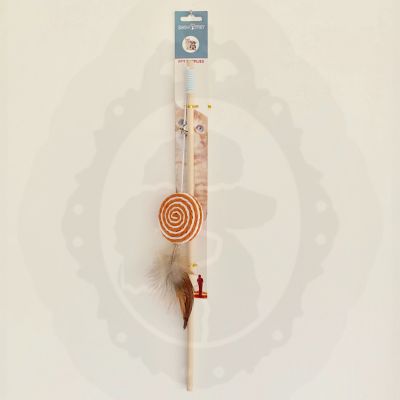 Varita madera con circulo naranjo y blanco Varita madera con circulo naranjo y blanco