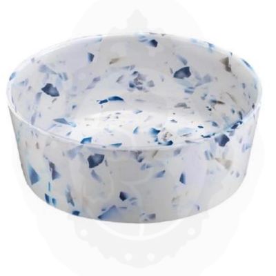 Plato melamina modelo Terrazzo (blanco con figuras azules) Plato melamina modelo Terrazzo (blanco con figuras azules)