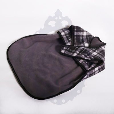 Capa perro polar negro gris cuadrille Capa perro polar negro gris cuadrille