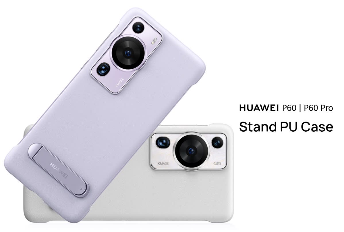 CARCASA P60 Pro Stand PU Case White1