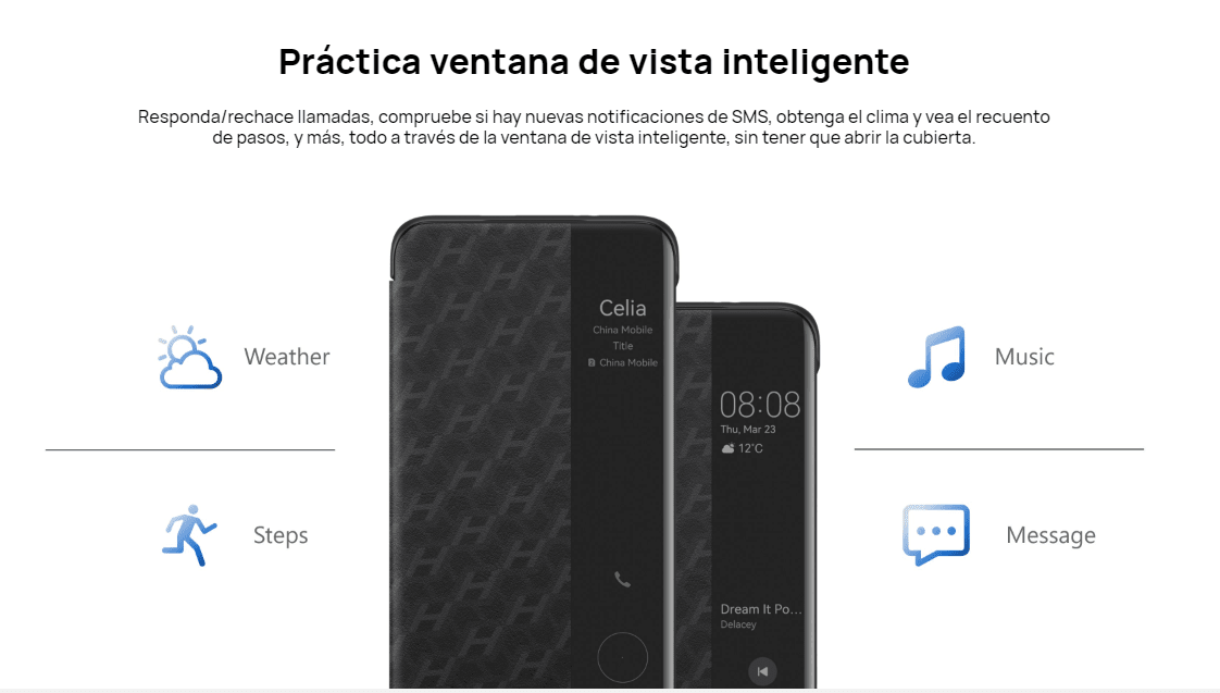 CARCASA P60 Pro View Flip Cover BLACK3