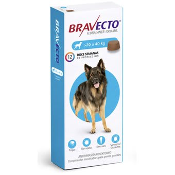 ANTIPARASITARIO EXTERNO PERRO - BRAVECTO - 20 A 40 KG MASTICABLE1