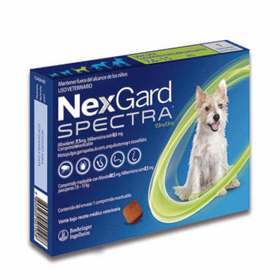 ANTIPARASITARIO INTERNO Y EXTERNO PERRO - NEXGARD - 7.6 A 15 KG SPECTRA MASTICABLE