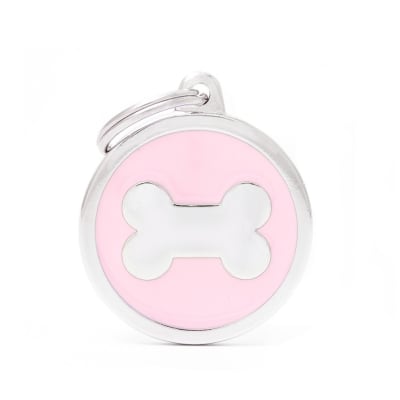 PLACA MASCOTA - MY FAMILY - CLASSIC PINK CIRCLE BONE1