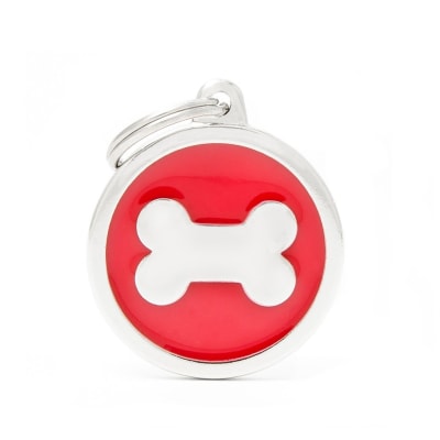 PLACA MASCOTA - MY FAMILY - CLASSIC RED CIRCLE BONE1