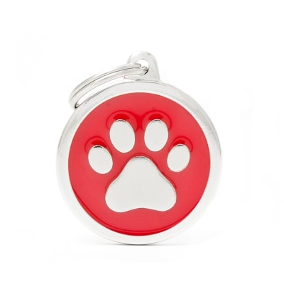 PLACA MASCOTA - MY FAMILY - CLASSIC RED CIRCLE PAW1