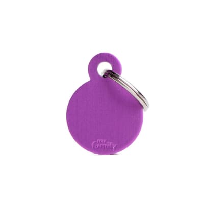 PLACA MASCOTA - MY FAMILY - BASIC ALUMINIUM PURPLE ROUND