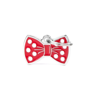 PLACA MASCOTA - MY FAMILY - CHARMS BOW TIE RED1