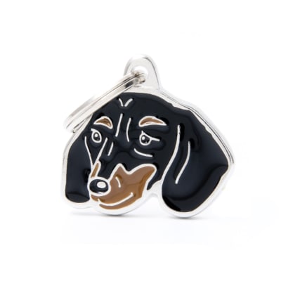 PLACA MASCOTA - MY FAMILY - FRIENDS BLACK AND TAN DACHSHUND1