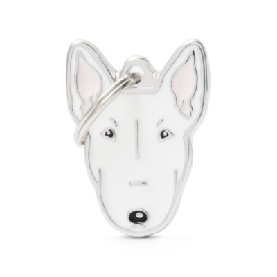 PLACA MASCOTA - MY FAMILY - FRIENDS WHITE BULL TERRIER1