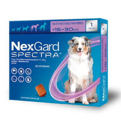ANTIPARASITARIO INTERNO Y EXTERNO - NEXGARD SPECTRA - 15,1 A 30 KG MASTICABLE