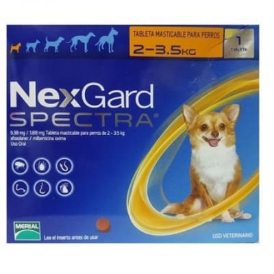 ANTIPARASITARIO INTERNO Y EXTERNO - NEXGARD - 2 A 3,5 KG SPECTRA MASTICABLE